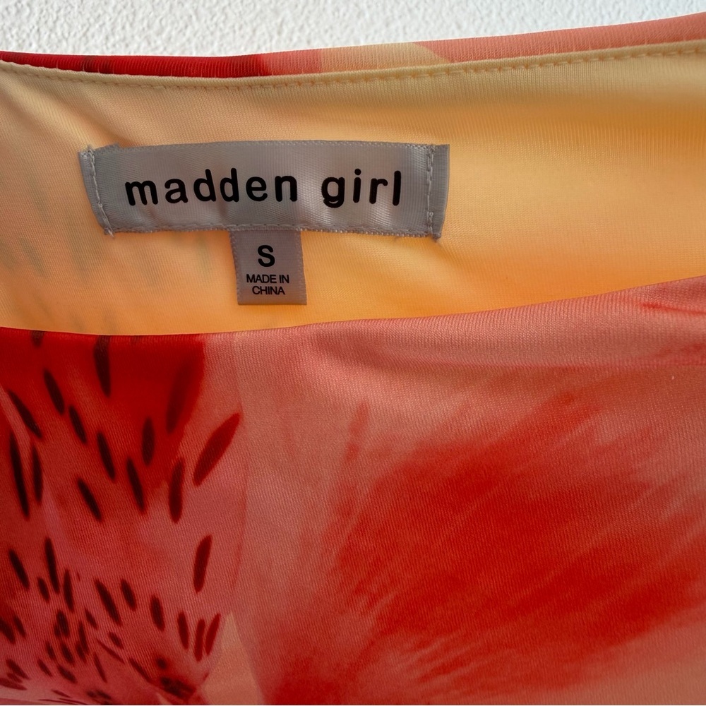 Madden Girl Floral Off Shoulder Ruched Top S Yellow Long Sleeve Y2K Fairycore - Picture 8 of 15